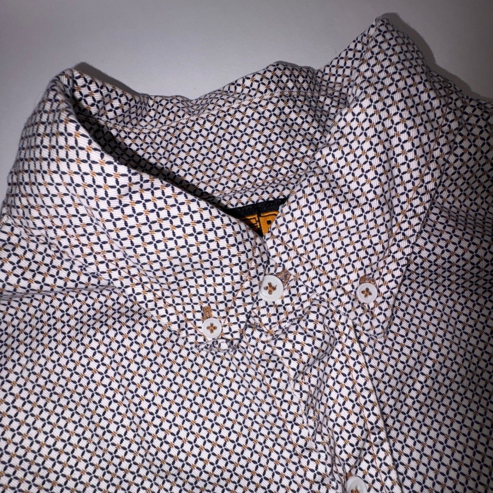 KONRECO FR Flame Resistant Work Shirt‎ Mens 2XL Button Down Tall Navy Geometric